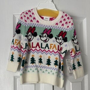 NWT Disney Baby Cream Sweater with Festive Minnie Mouse Design